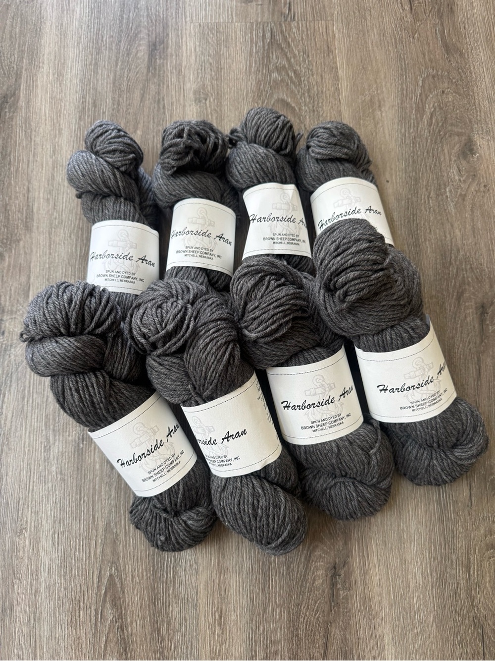 Brown Sheep Harborside Aran Worsted Anchor Grey 100% Wool 4-Ply Yarn 8 Skeins